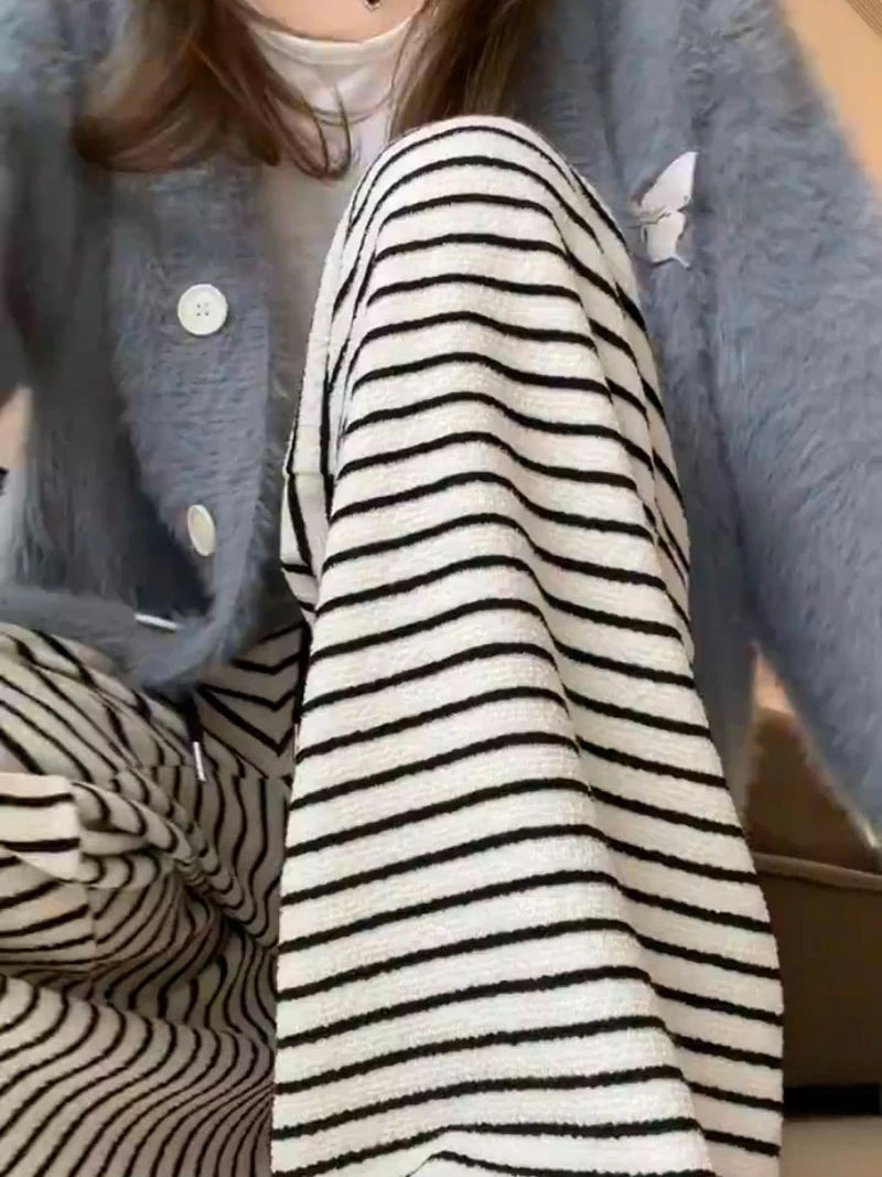 High Waist Striped Straight Leg Pants