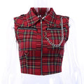 Plaid Zipper Chain Tank