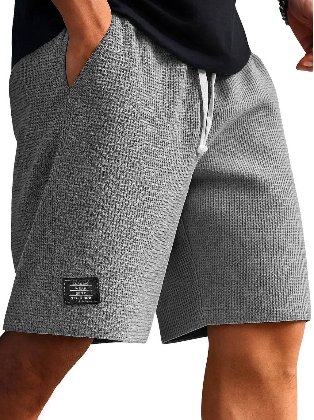 メンズジャカードカジュアルショーツ サマー原宿無地スウェットパンツ ファッションメンズショートパンツ レトロメンズ服 ルーパスストリートウェア新作