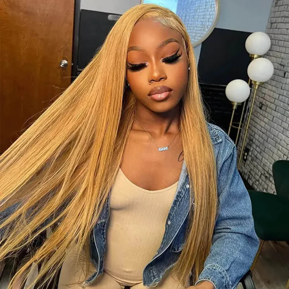 Honey Blonde HD Transparent Lace Front Wig