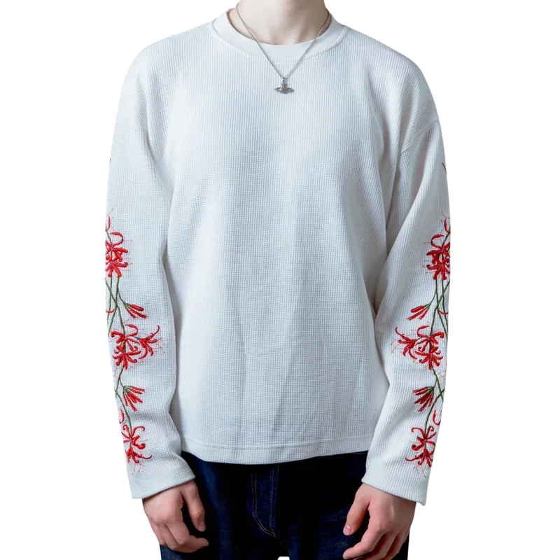 Flower Embroidered Sleeves Tee
