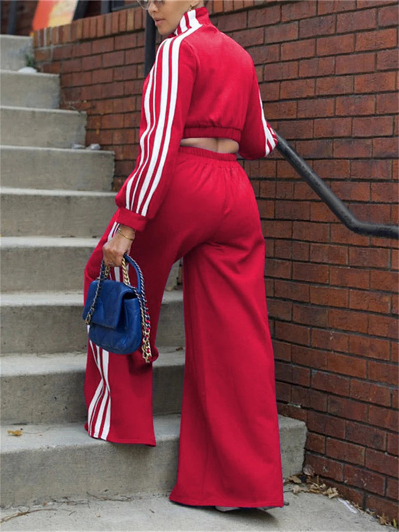 Side Stripe Crop Top + Pant Set