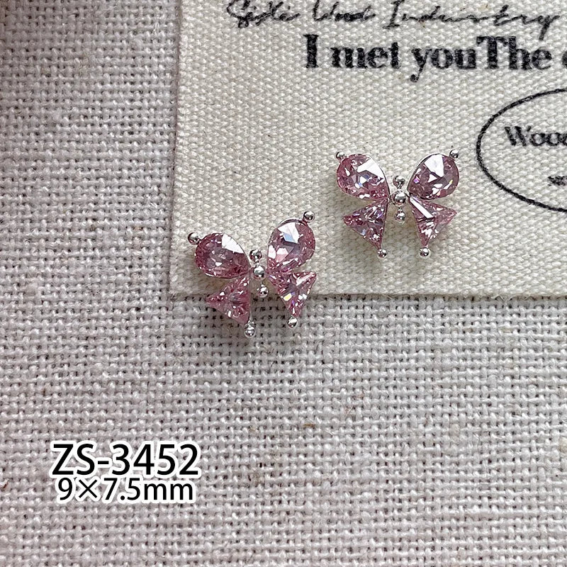 5Pcs French Manicure Love Diamonds - Sparkling Zircon Butterfly & Heart Rhinestones for Elegant 3D Nail Art