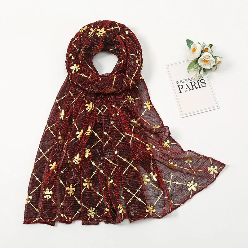 Muslim Chiffon Hijab Scarf Women Long Sequin Fabric Head Wrap For Women Hijabs Scarves Ladies Muslim Veil Jersey Hijabs