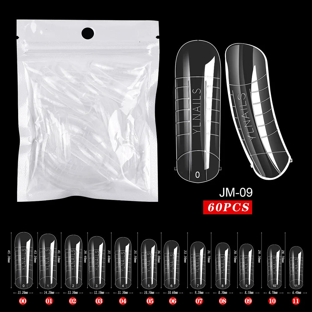 Fake Nail Forms Tips UV Gel For Extension Building Gel Polish Fake Artificial Tool 60pcs