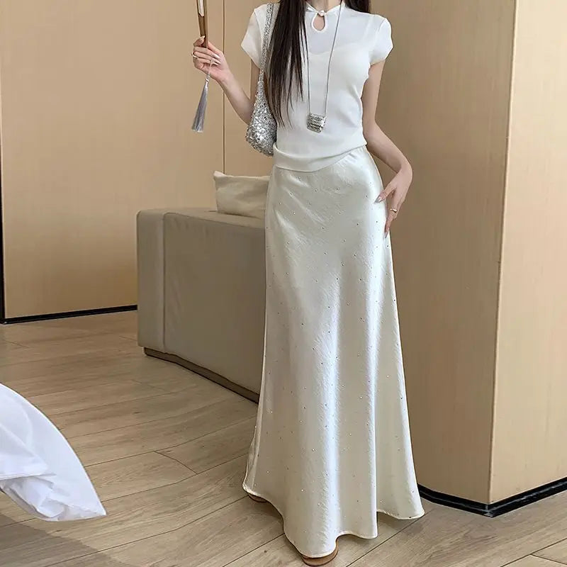 Glitter Rhinestone Mermaid Long Skirt