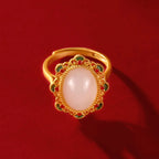 Hetian Jade Flower Ring