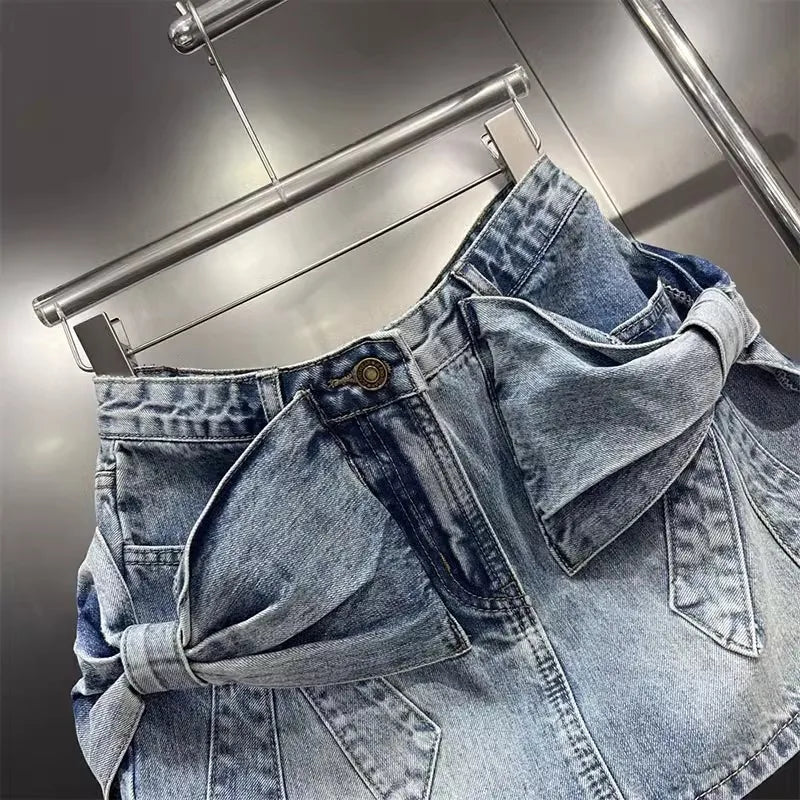 Bow Denim Skirt
