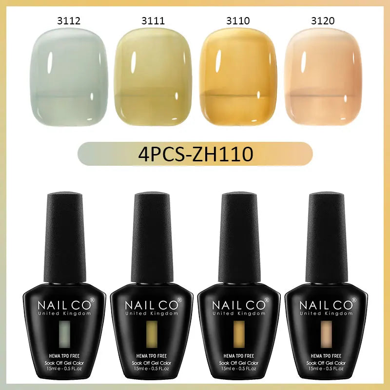 NAILCO 4pcs 15ml Autumn Winter Translucent Color Gel Nail Polish