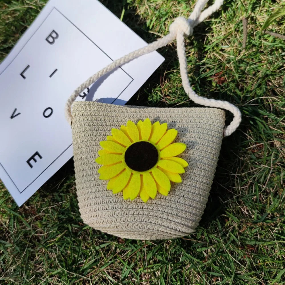 Children Flower Straw Bags