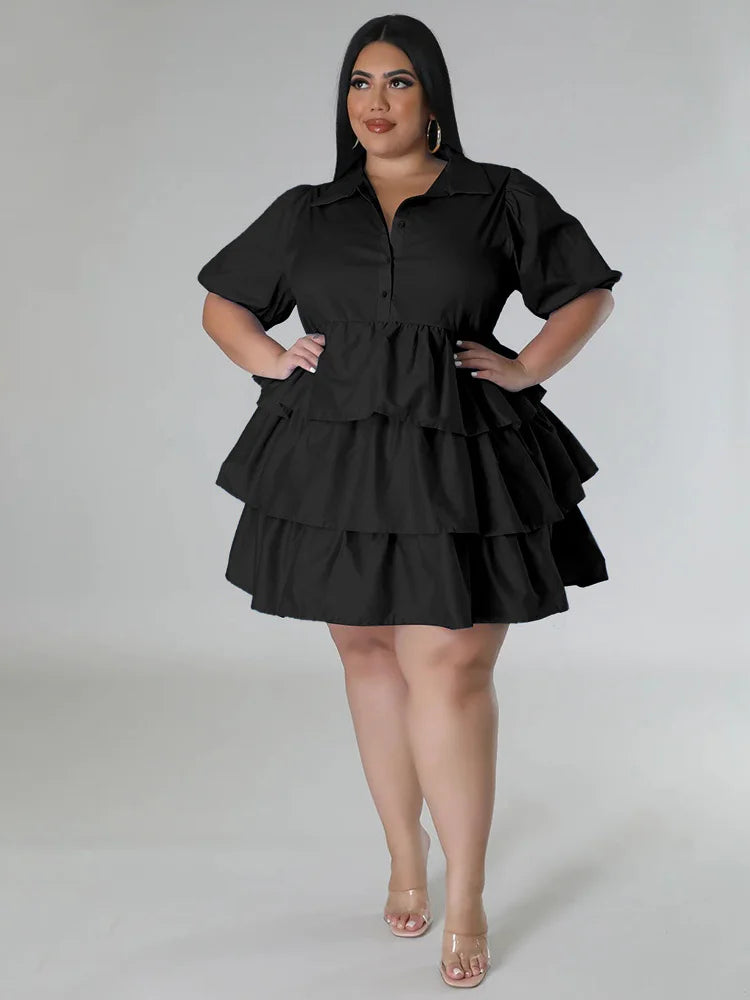 Wmstar Plus Solid Midi Shirt Dress