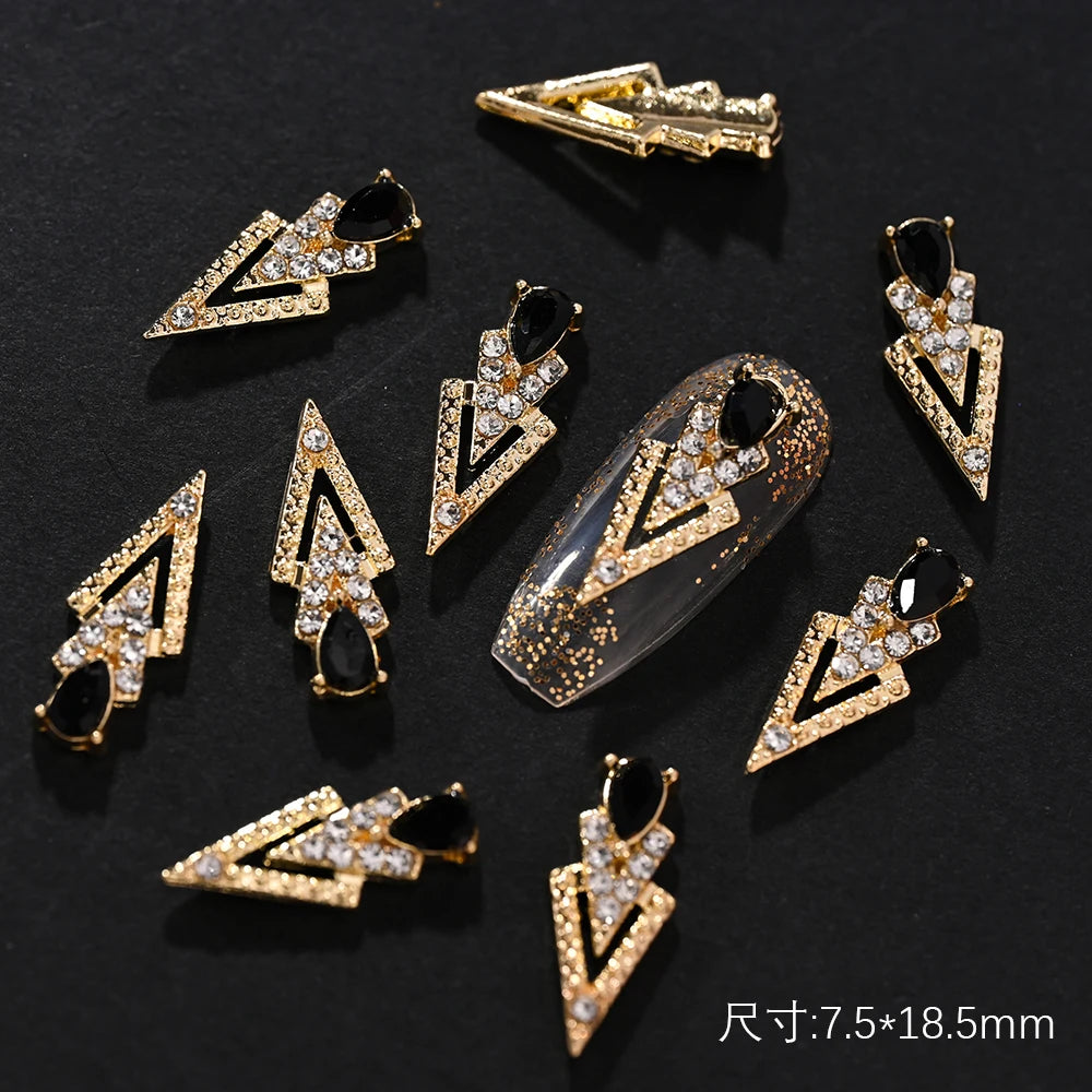 10Pcs Zircon Pendant Luxury Nail Art Charms 3D Gold Metal Nail Crystal Shinying Diamond Flowers/Butterlfy Manicure Accessories