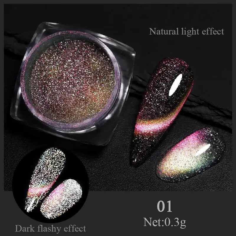 Water Light Purple Cat Magnetic Nail Powder Glitter Cat Magnet Effect Metallic Nail Pigment Dust Nail Art Supplies Decoration
