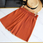 Elastic High Waist Pleated Shorts