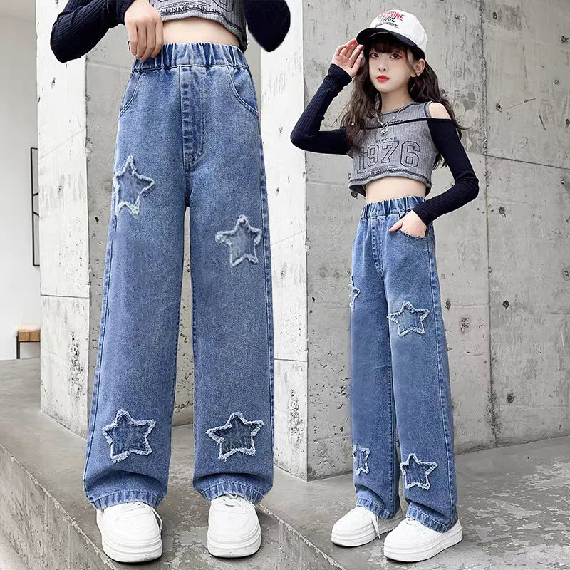 Wide Leg Cargo Star Jeans