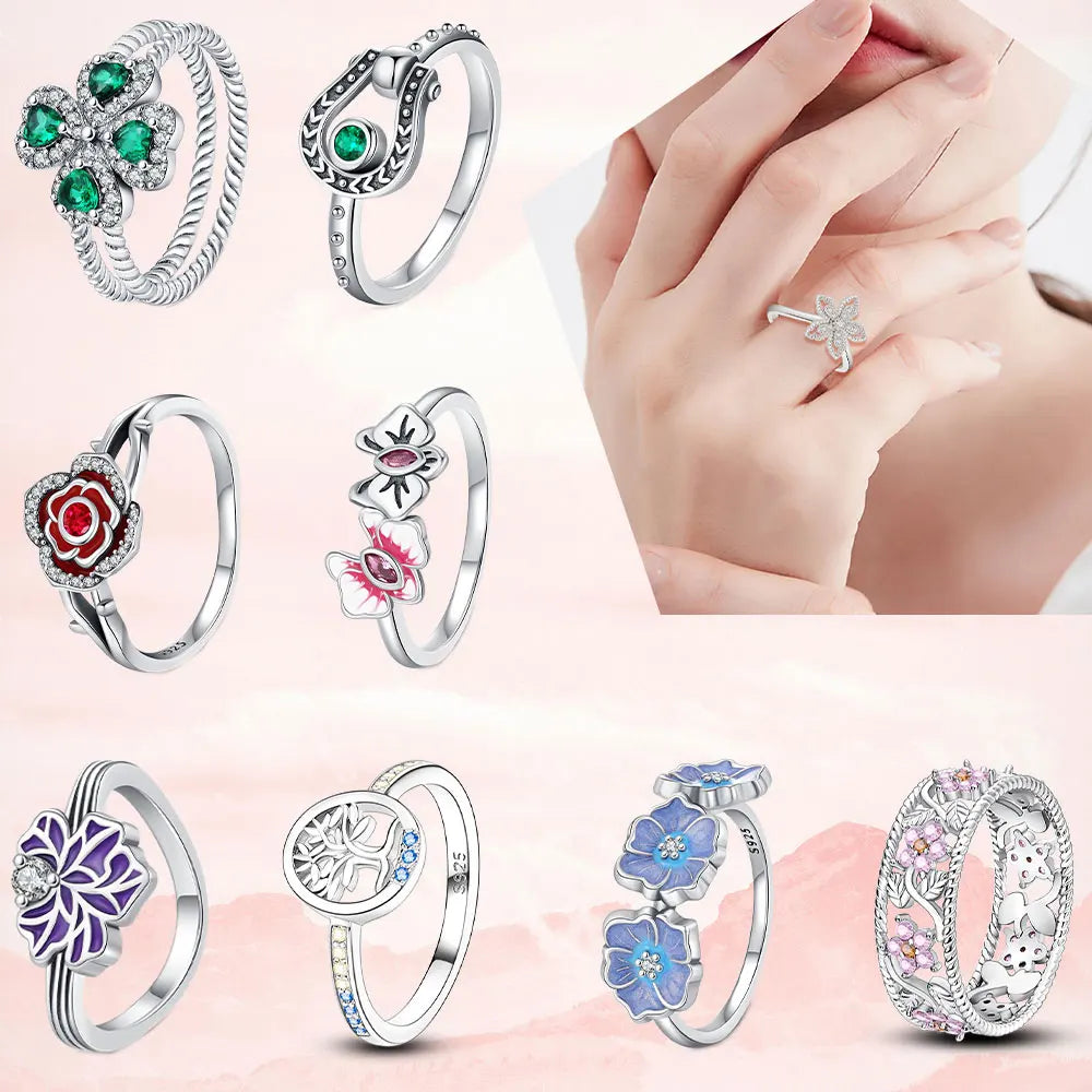 925 Sterling Silver Flower Rings