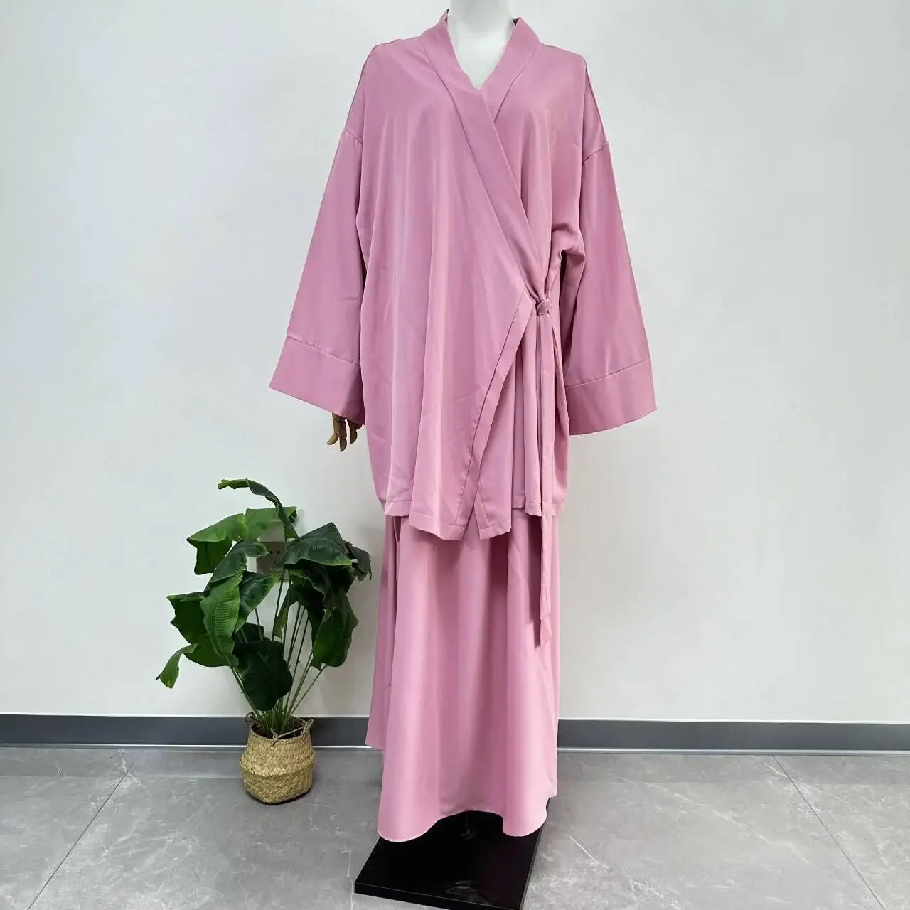 Eid Muslim Suit Modest Two Piece Women Lace Up Top Skirt Outfits Ramadan Morocco Dubai Abayas Ensemble Islam Arab Jalabiya 2025