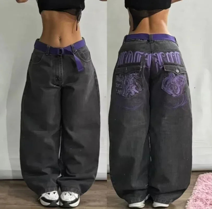 Embroidery Baggy Jeans