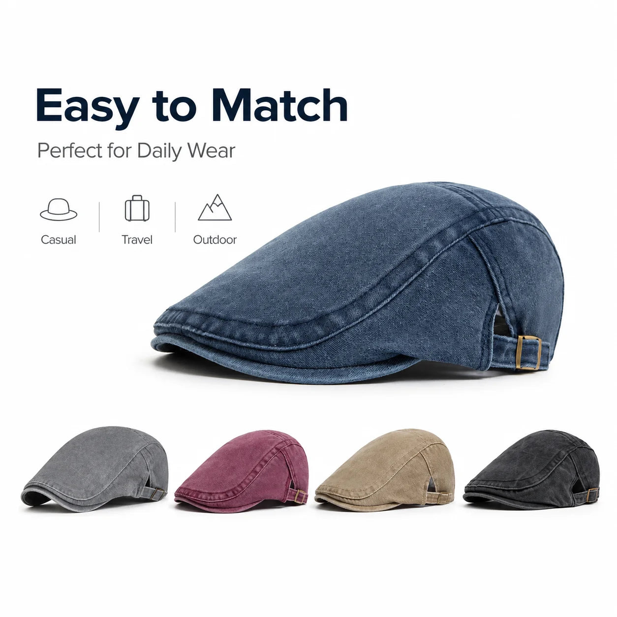 Vintage Washed Cotton Flat Cap