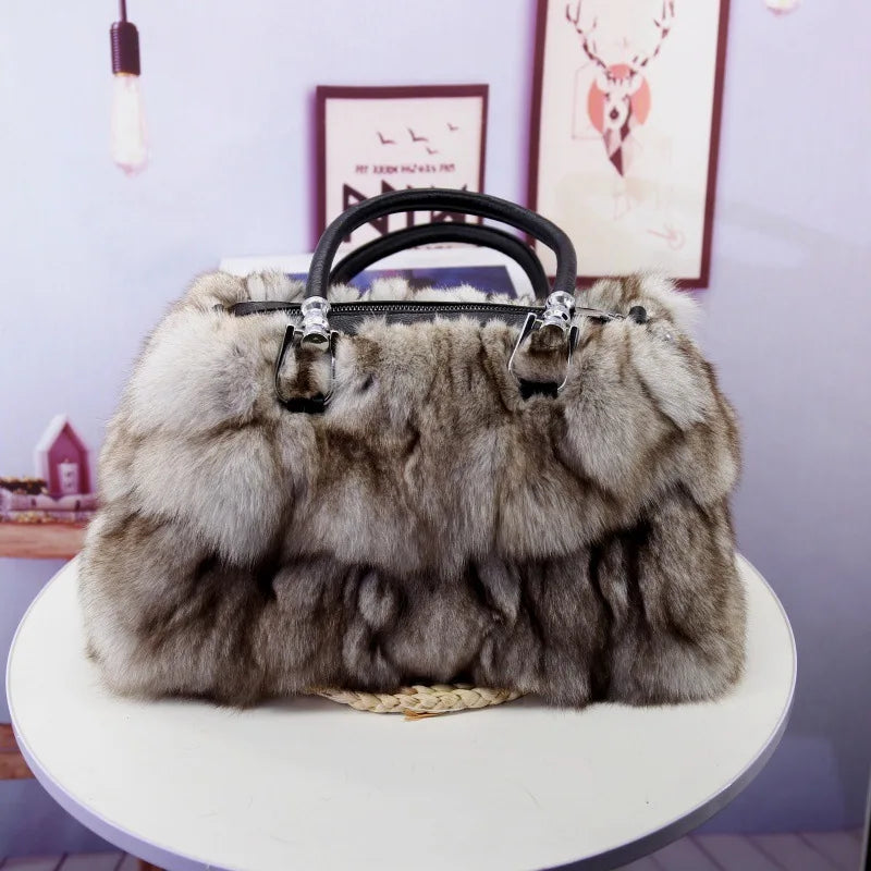 Natural Fox Fur Clutch Bag