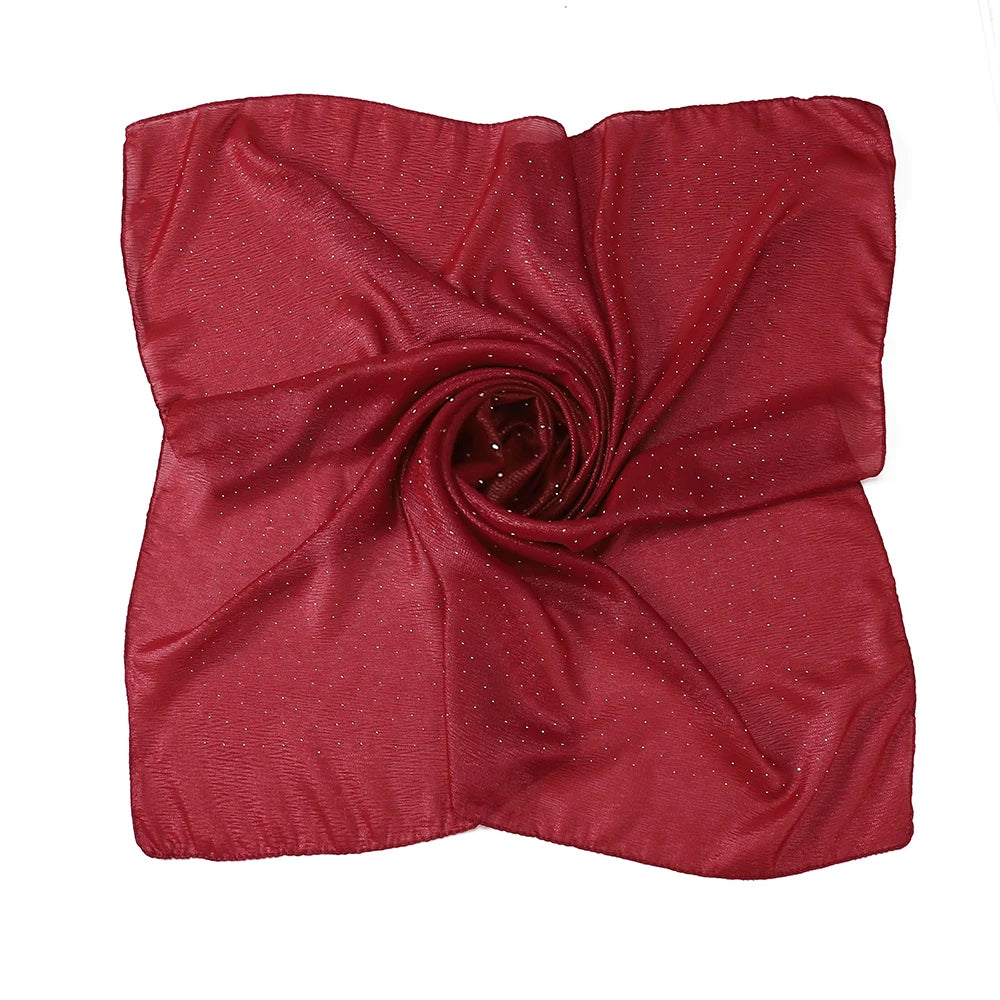 New Muslim Chiffon Square Hijab Premium Rhinestone Scarf Malaysia Shawl Plain Muslim Wraps Soft Turban Headband Shawl Supplier