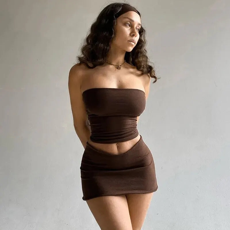 Tube Top Mini Skirt Set