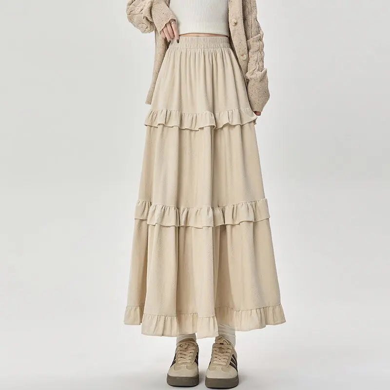 Qiukichonson Mid Long Skirt