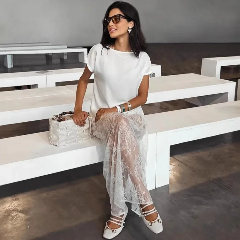 Lace See-Through Skirt