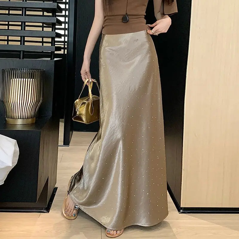 Glitter Rhinestone Mermaid Long Skirt