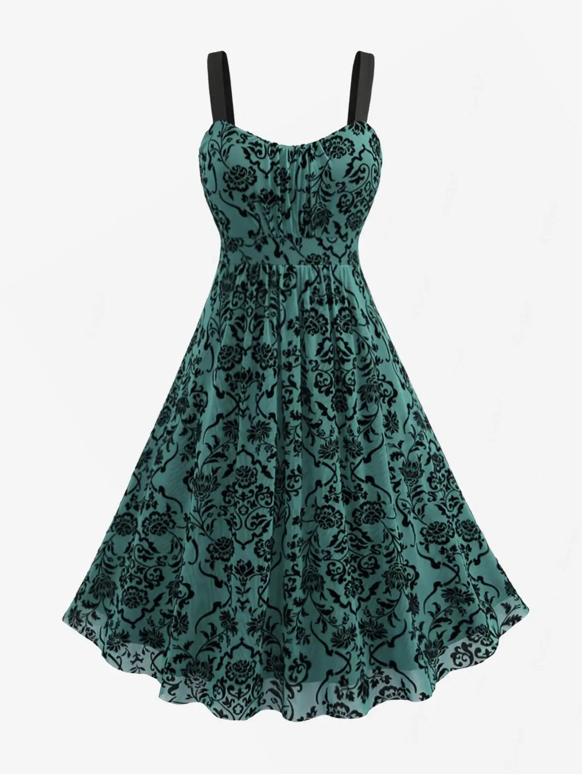 Sleeveless Flower Layered Ruched Mesh A Line Dress