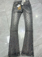 Rhinestone Denim Flared Jeans