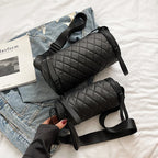 Diamond-Quilted Cylinder Bag
