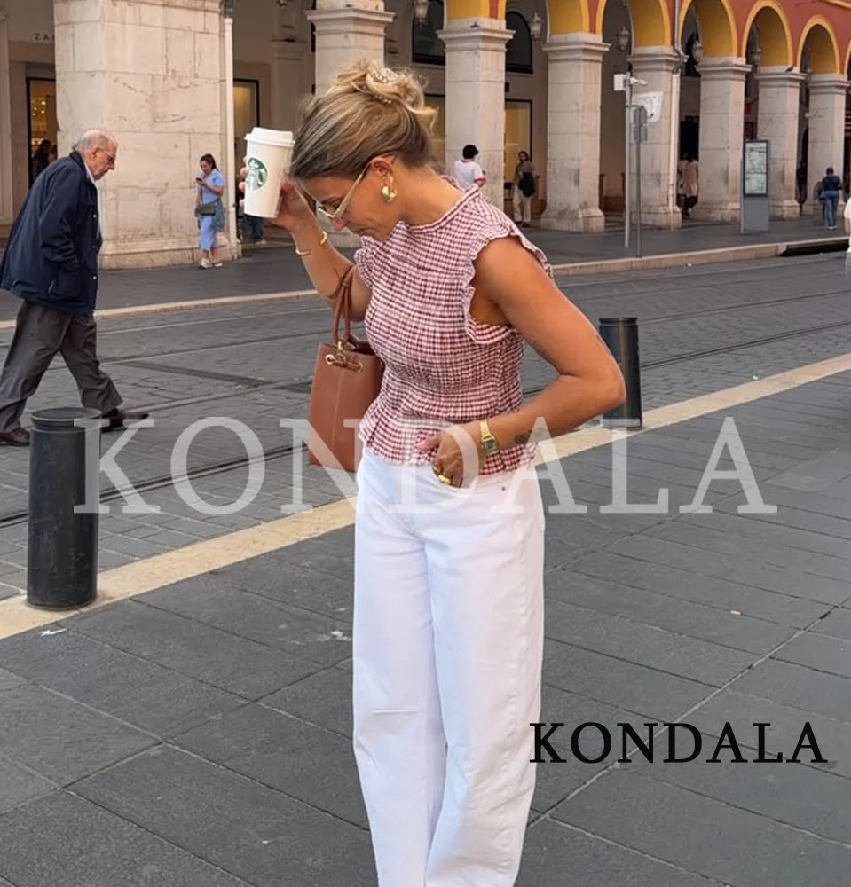KONDALA Plaid Sleeveless Top