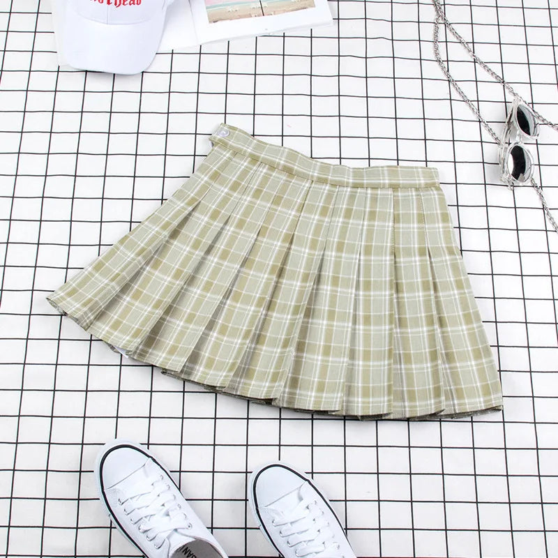 Pleated Plaid Skirt