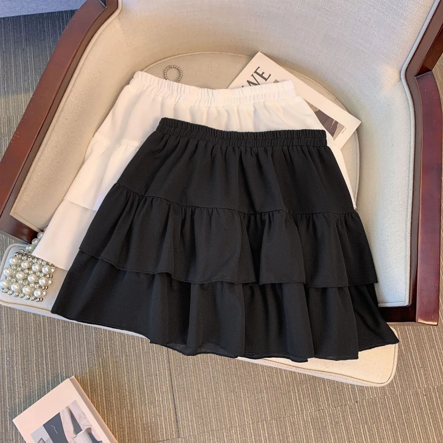 Pleated Ruffled Edge Skirt