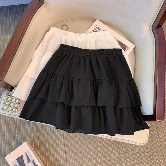 Pleated Ruffled Edge Skirt