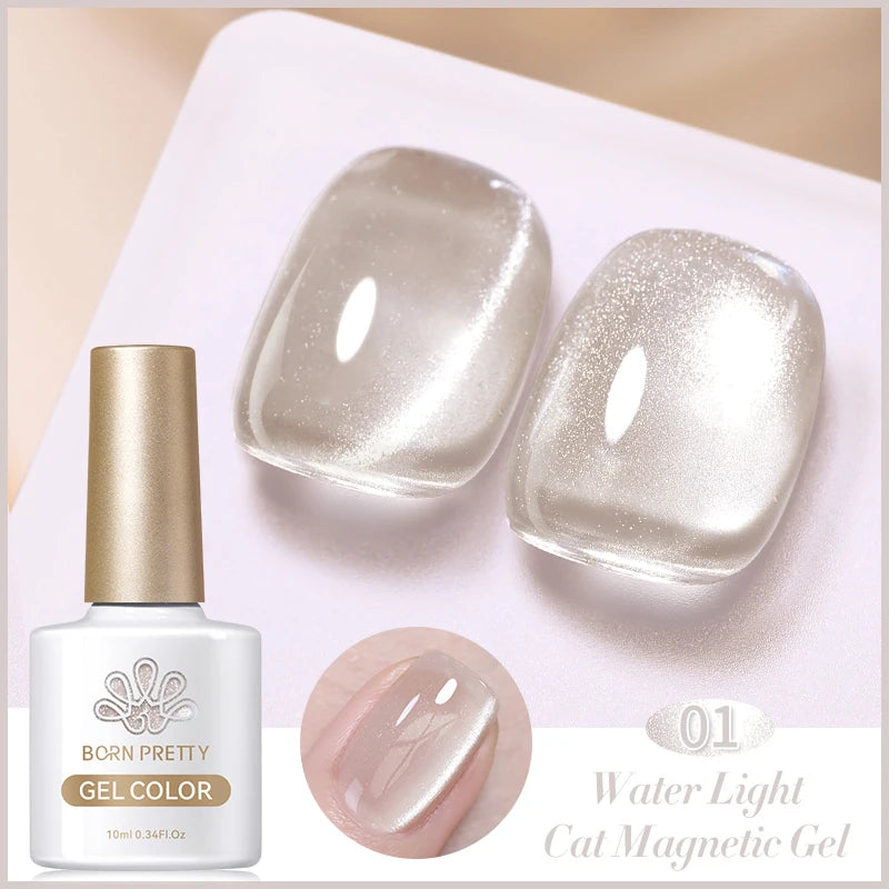BORN PRETTY 10ml Water Light Cat Magnetic Gel Nail Polish Shining Super Sliver-light Holographics Soak Off UV Gel Varnish