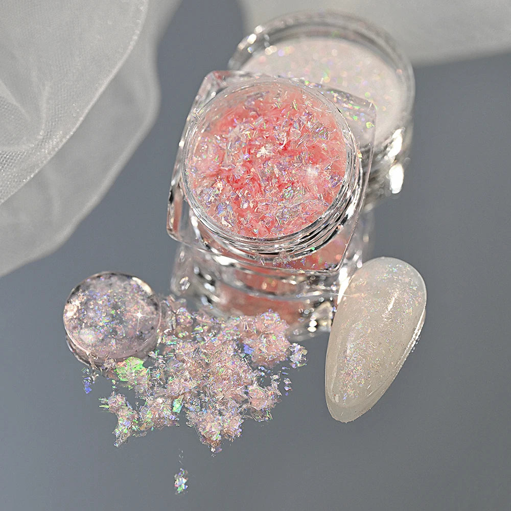5-Colors Dreamy Aurora Purple Brocade Nail Glitter Powder Ultra-thin Polarized Edelweiss Purple Powder DIY Manicure Opal Dust