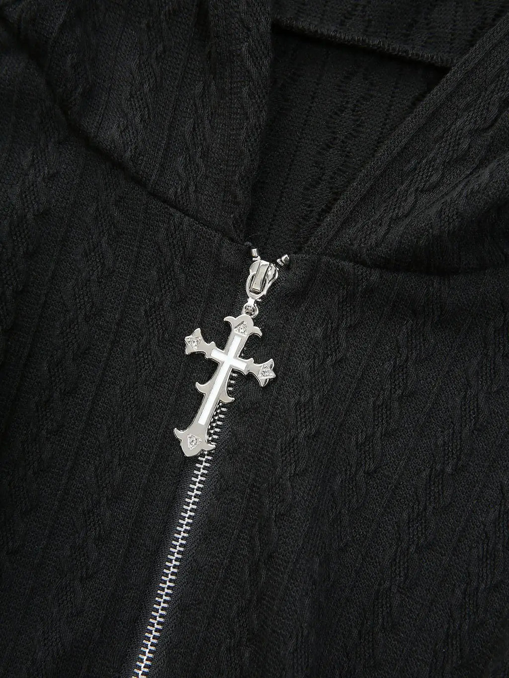 Knit Lace Up Pullover Hoodie