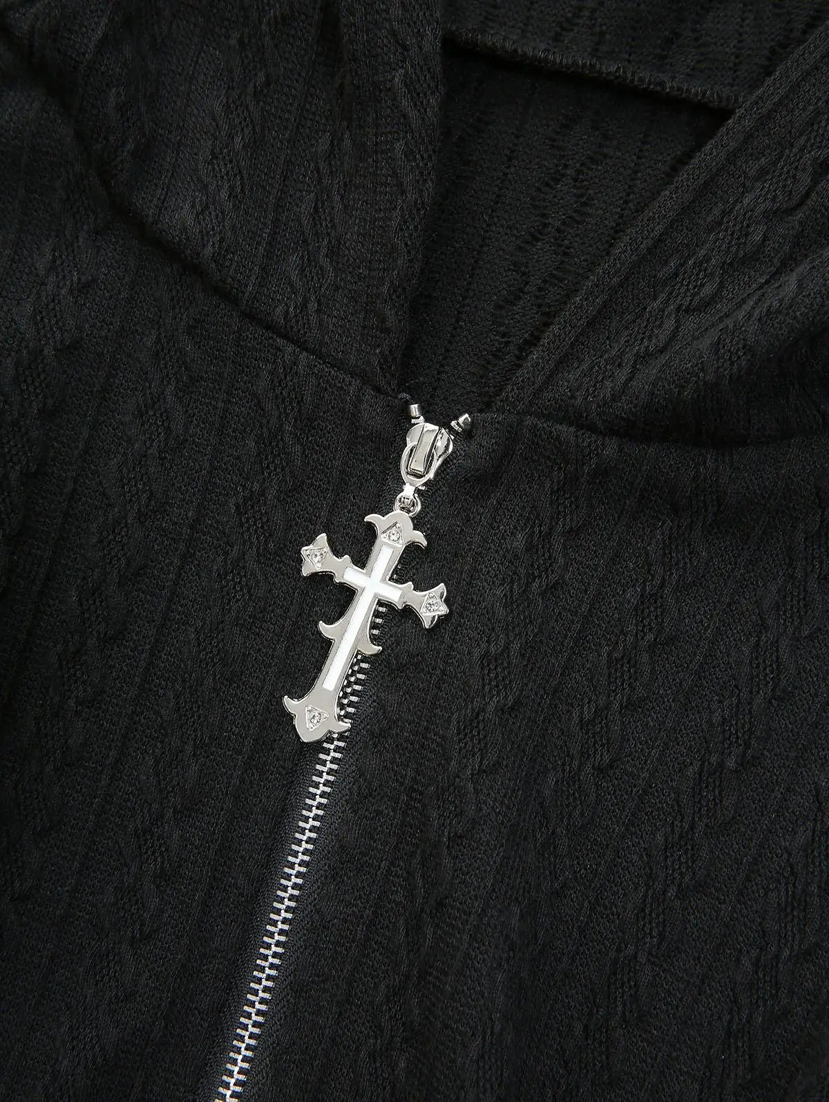 Knit Lace Up Pullover Hoodie