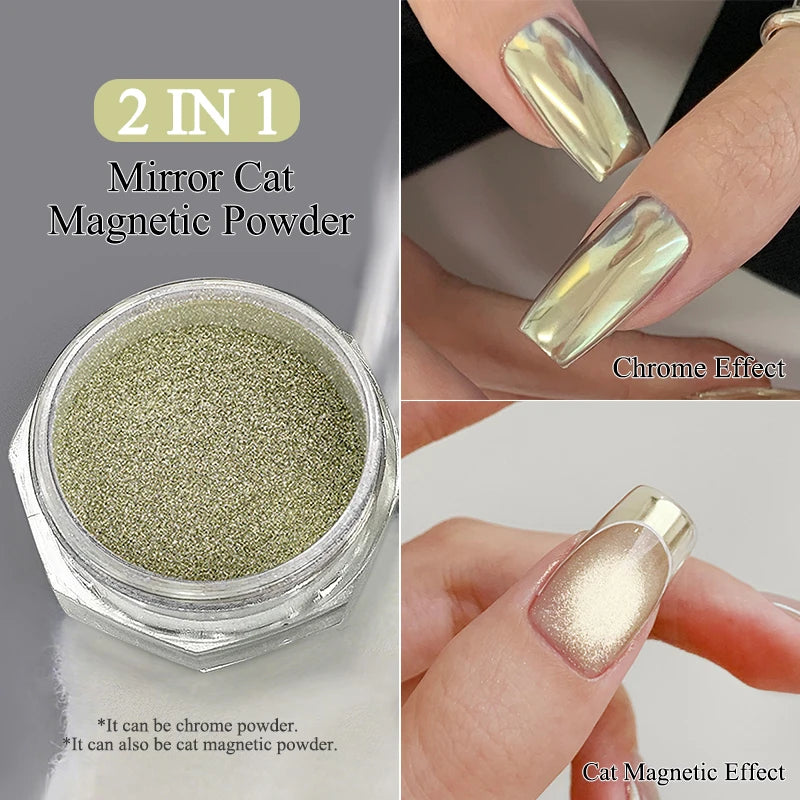 Water Light Purple Cat Magnetic Nail Powder Glitter Cat Magnet Effect Metallic Nail Pigment Dust Nail Art Supplies Decoration