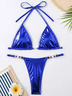 PU Leather Pearls Bikini