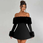 Avrilyaan Off Shoulder Backless A-line Dress