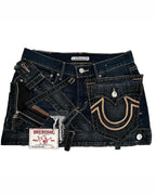 Reconstructed Denim Patchwork Mini Skirt