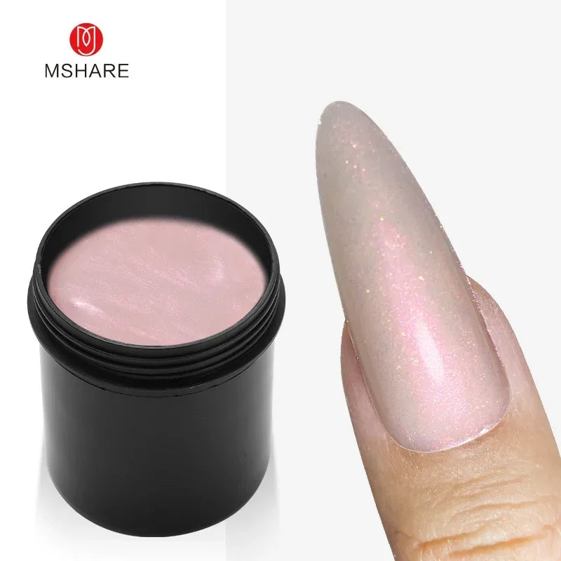 MSHARE 150ml Ice Blue Jelly Gel Builder Nail Extension Gel Tpo Hema Free Gel Nail Construction Cream Medium Shimmer UV Led Gel