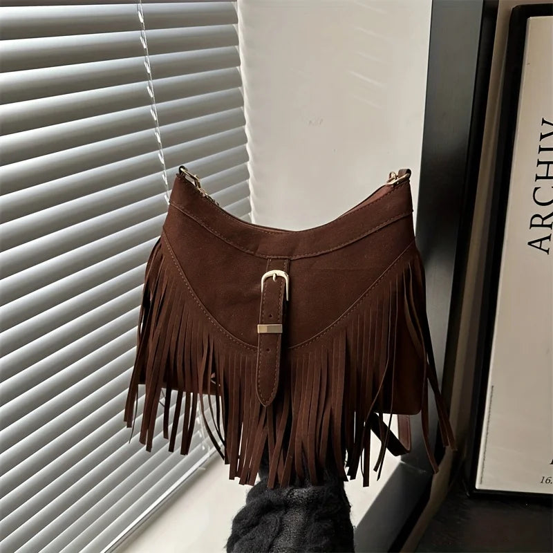 Tassel Suede Crossbody Bag
