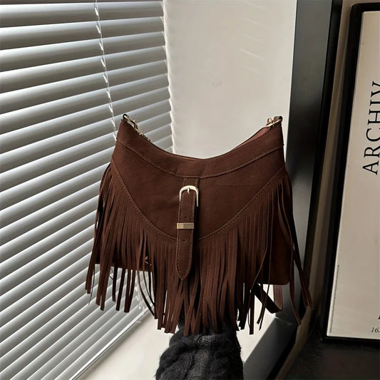 Tassel Suede Crossbody Bag