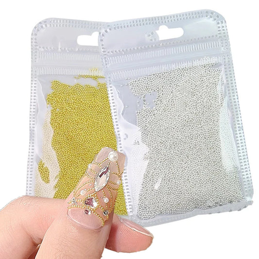 Gold/Silver Stainless Steel Nail Art Beads 3D Mini Alloy Caviar Ball Nail Charm Metal Micro Caviars DIY Nails Jewelry Accessorie