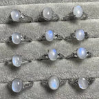 Natural Moonstone White Copper Adjustable Ring