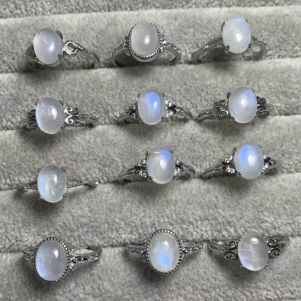 Natural Moonstone White Copper Adjustable Ring